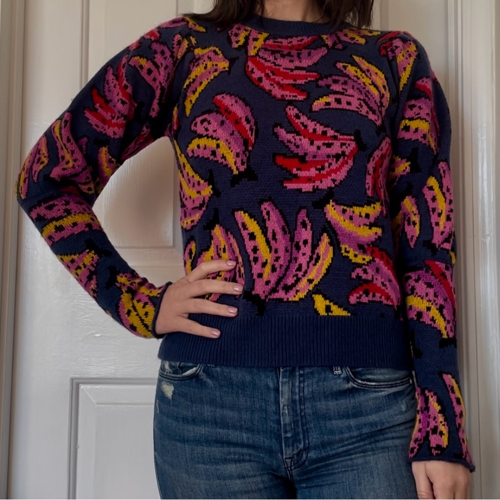 Farm Rio Colorful Banana Print Sweater